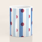 Handcrafted Blue Stripes and Red Dots Pattern Coffee Mug Gallery Image 4