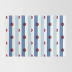 Handcrafted Blue Stripes and Red Dots Pattern Rug Gallery Image 2
