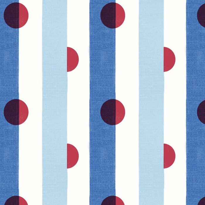Handcrafted Blue Stripes and Red Dots Pattern Coffee Mug Gallery Image 2