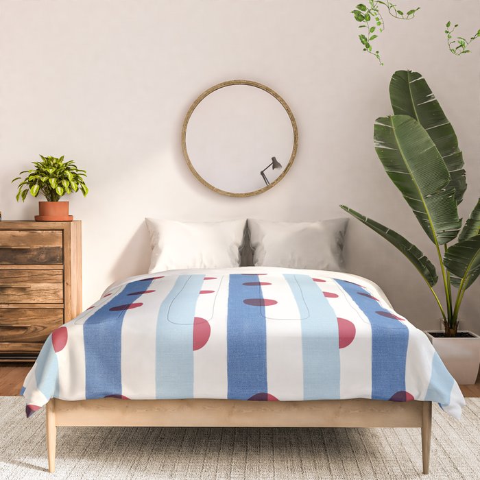 Handcrafted Blue Stripes and Red Dots Pattern Comforter Gallery Image 3