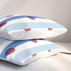 Handcrafted Blue Stripes and Red Dots Pattern Pillow Sham Gallery Image 3