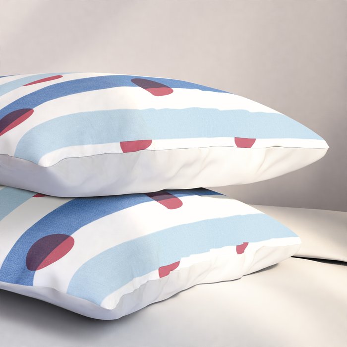 Handcrafted Blue Stripes and Red Dots Pattern Pillow Sham Gallery Image 3
