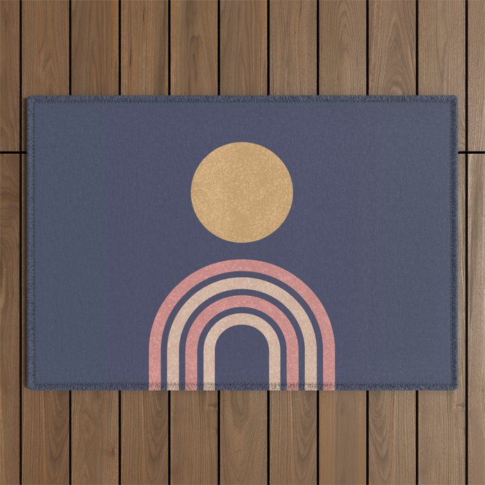 Mid century modern - indigo Outdoor Rug Gallery Image 1