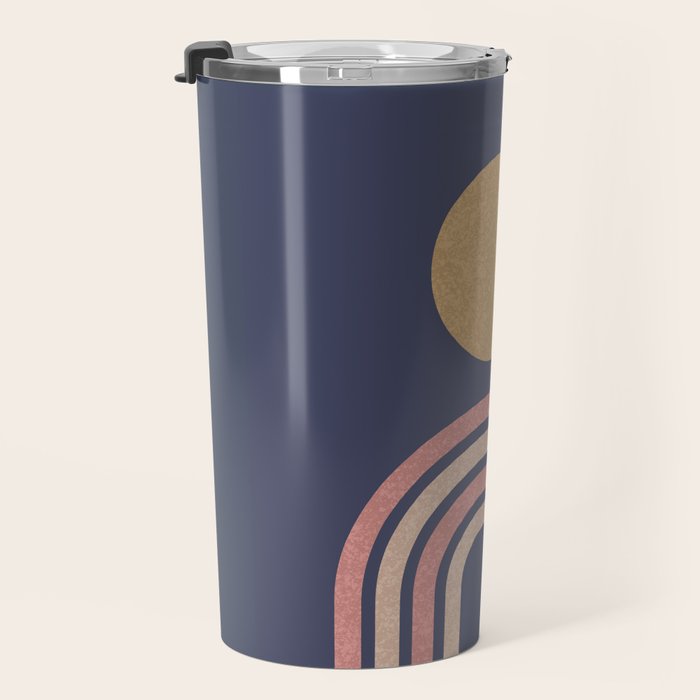 Mid century modern - indigo Travel Mug Gallery Image 3