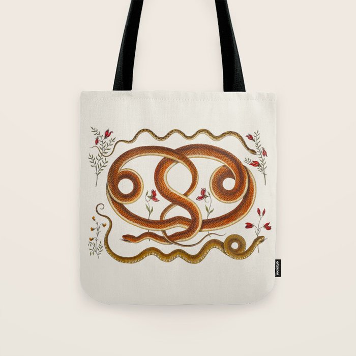 Albertus Seba Snakes Flowers Engraving ii Tote Bag Gallery Image 1