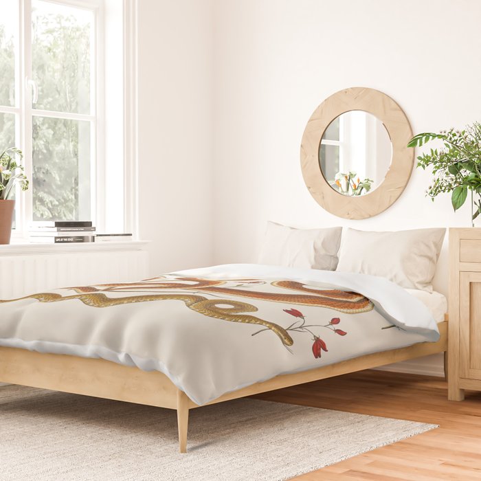 Albertus Seba Snakes Flowers Engraving ii Duvet Cover Gallery Image 2