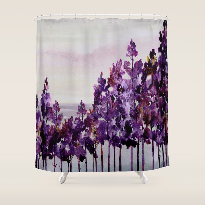 Purple Trees Shower Curtain Gallery Image 1