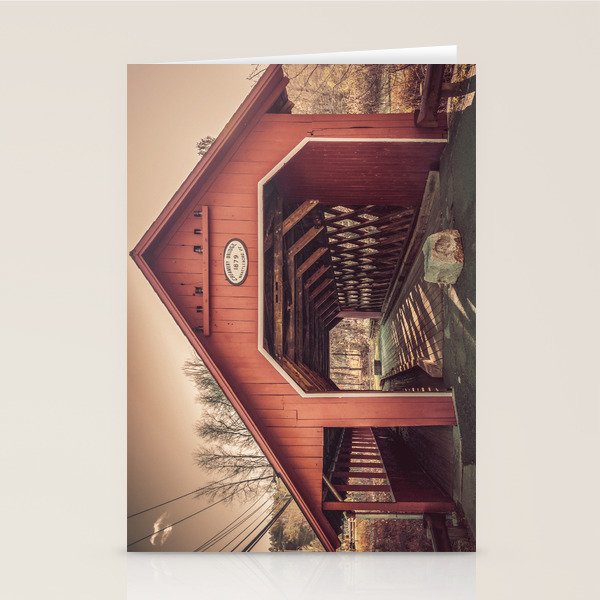 Creamery Covered Bridge Battleboro Vermont Red Historic Romantic Enclosure  Stationery Card Gallery Image 1