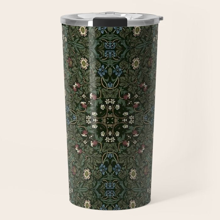 William Morris Dark Floral Travel Mug Gallery Image 1