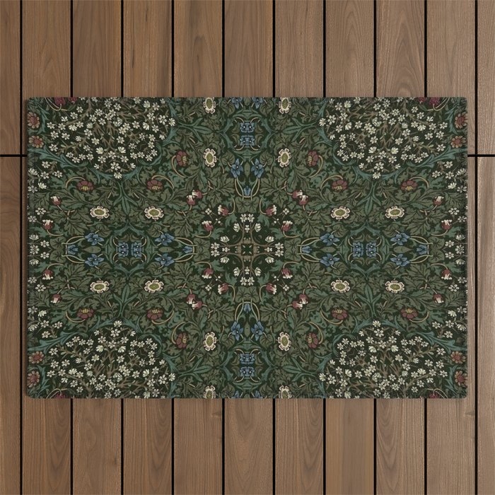 William Morris Dark Floral Outdoor Rug Gallery Image 1