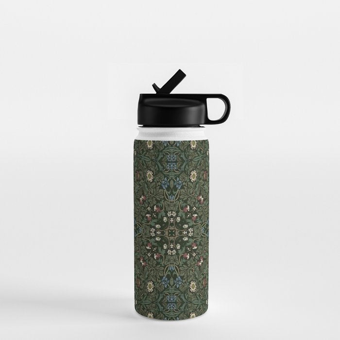William Morris Dark Floral Water Bottle Gallery Image 1