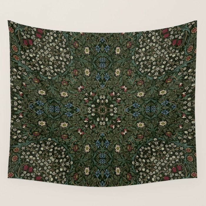William Morris Dark Floral Wall Tapestry Gallery Image 4
