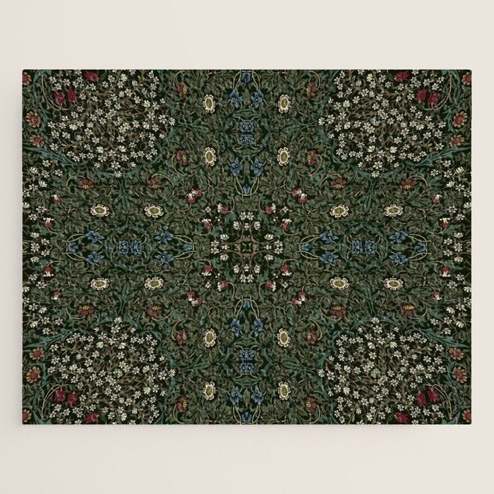 William Morris Dark Floral Jigsaw Puzzle Gallery Image 1