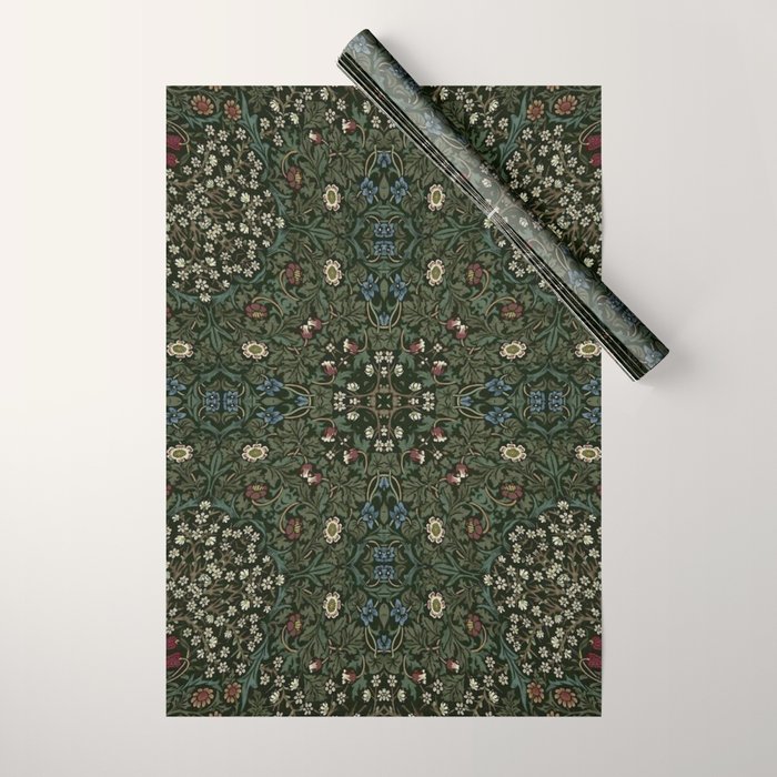 William Morris Dark Floral Wrapping Paper Gallery Image 1