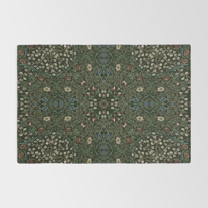 William Morris Dark Floral Rug Gallery Image 2