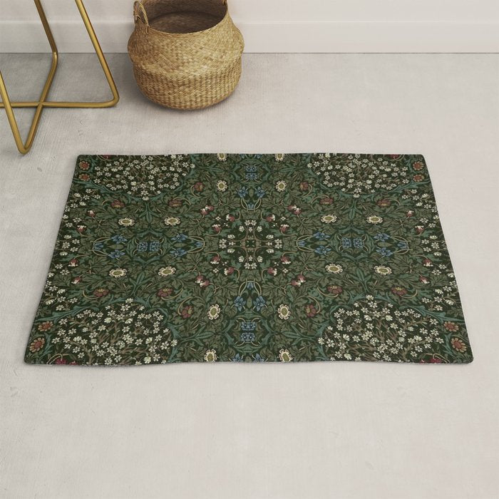 William Morris Dark Floral Rug Gallery Image 1