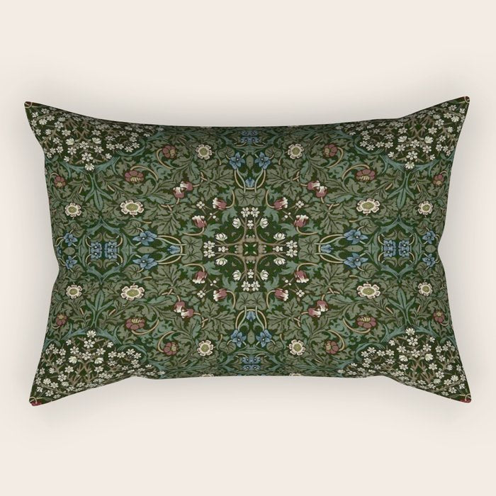 William Morris Dark Floral Rectangular Pillow Gallery Image 2