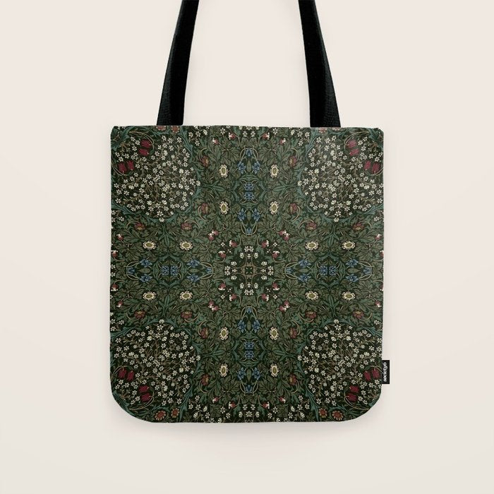 William Morris Dark Floral Tote Bag Gallery Image 1