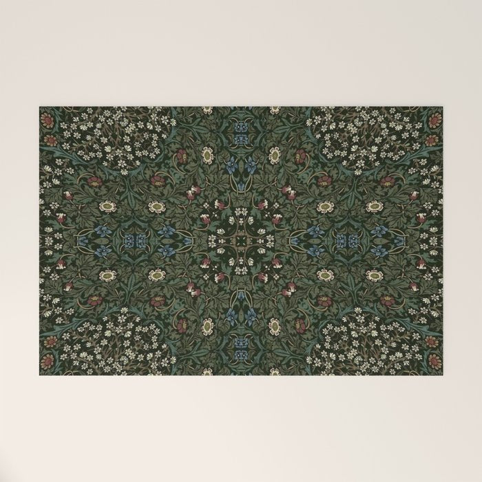 William Morris Dark Floral Welcome Mat Gallery Image 1