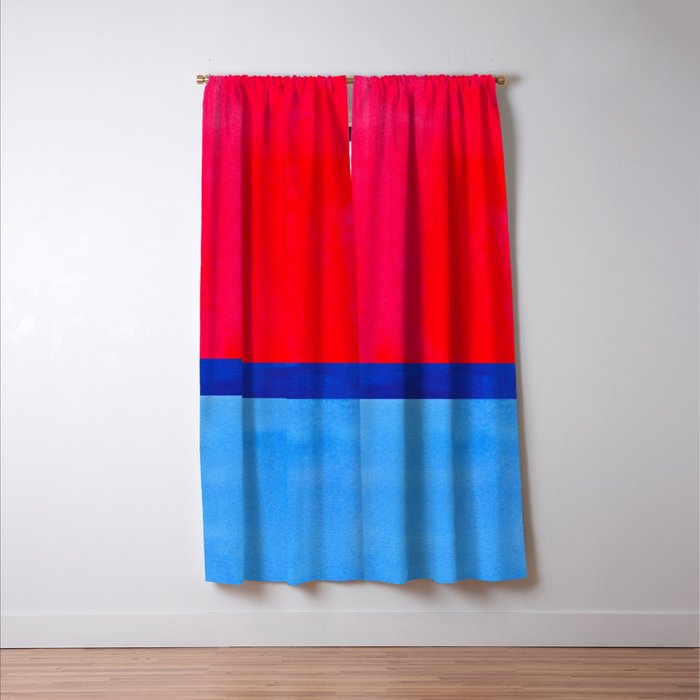Cerulean Blue Red  Window Curtain Gallery Image 3