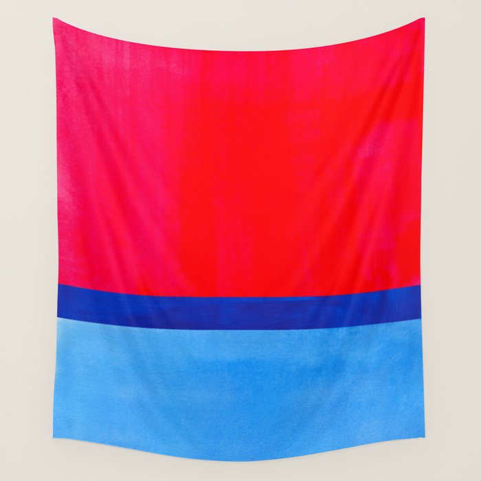 Cerulean Blue Red  Wall Tapestry Gallery Image 4