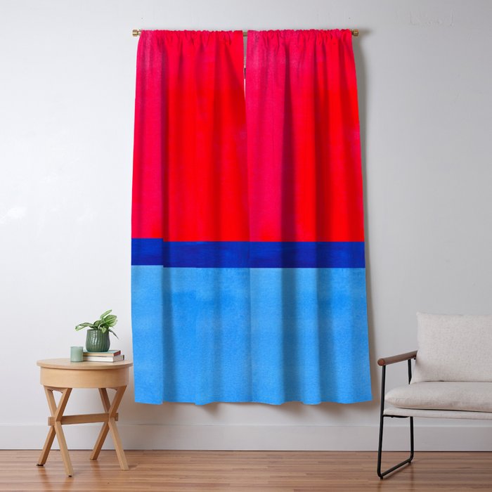 Cerulean Blue Red  Window Curtain Gallery Image 5