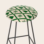 Festive Christmas Check in Green & Off White Stool Gallery Image 2