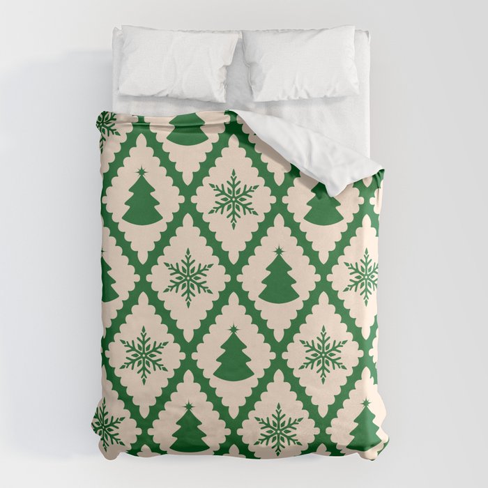 Festive Christmas Check in Green & Off White Duvet Cover Gallery Image 6