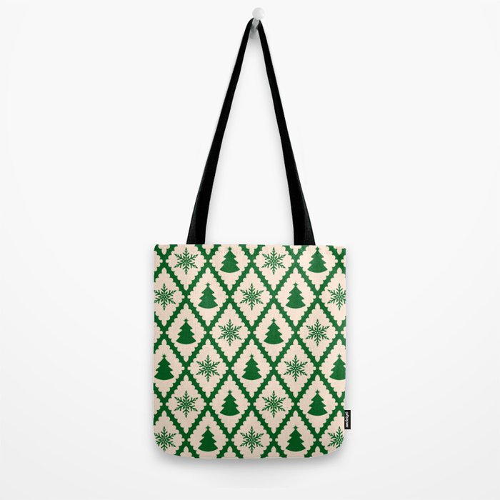 Festive Christmas Check in Green & Off White Tote Bag Gallery Image 2