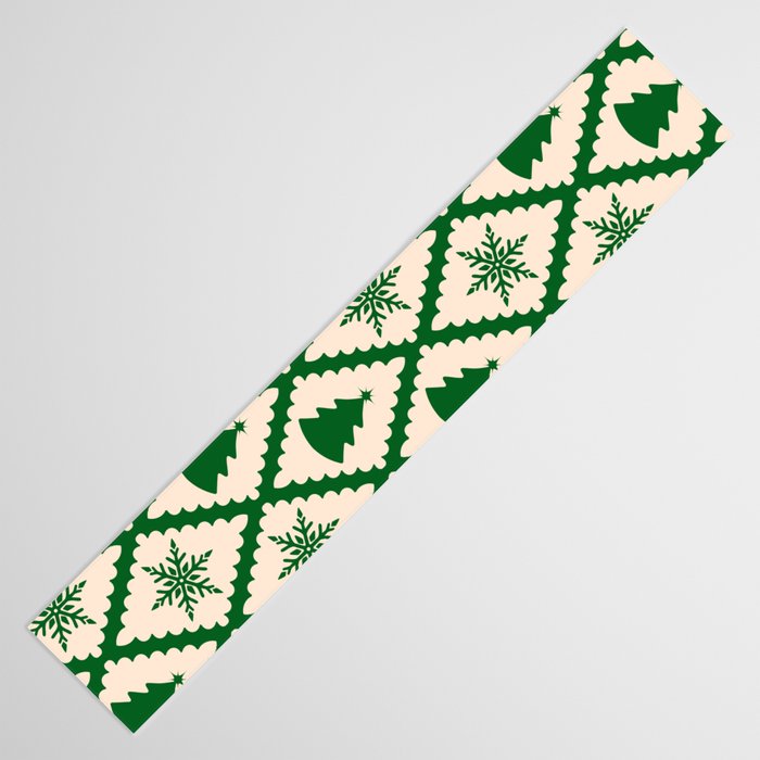 Festive Christmas Check in Green & Off White Table Runner Gallery Image 3