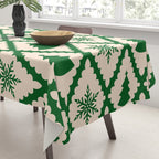 Festive Christmas Check in Green & Off White Tablecloth Gallery Image 3