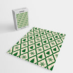 Festive Christmas Check in Green & Off White Jigsaw Puzzle Gallery Image 2