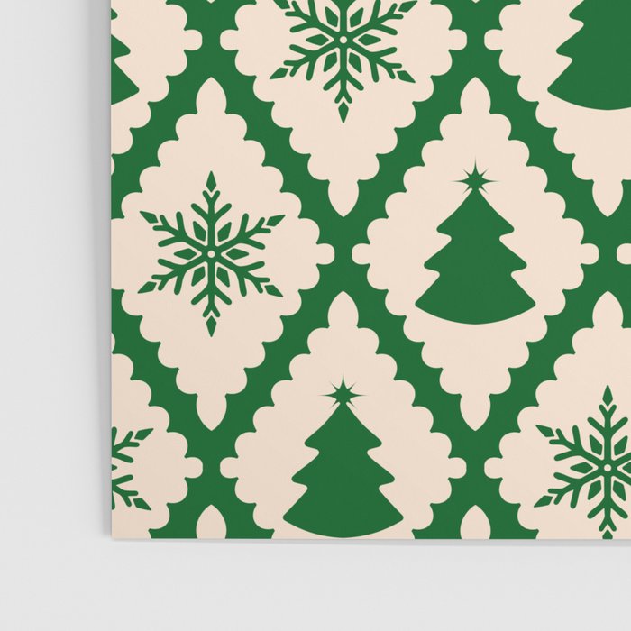 Festive Christmas Check in Green & Off White Poster Gallery Image 3