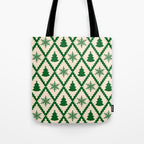 Festive Christmas Check in Green & Off White Tote Bag Gallery Image 1