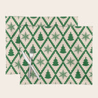 Festive Christmas Check in Green & Off White Placemat Gallery Image 1