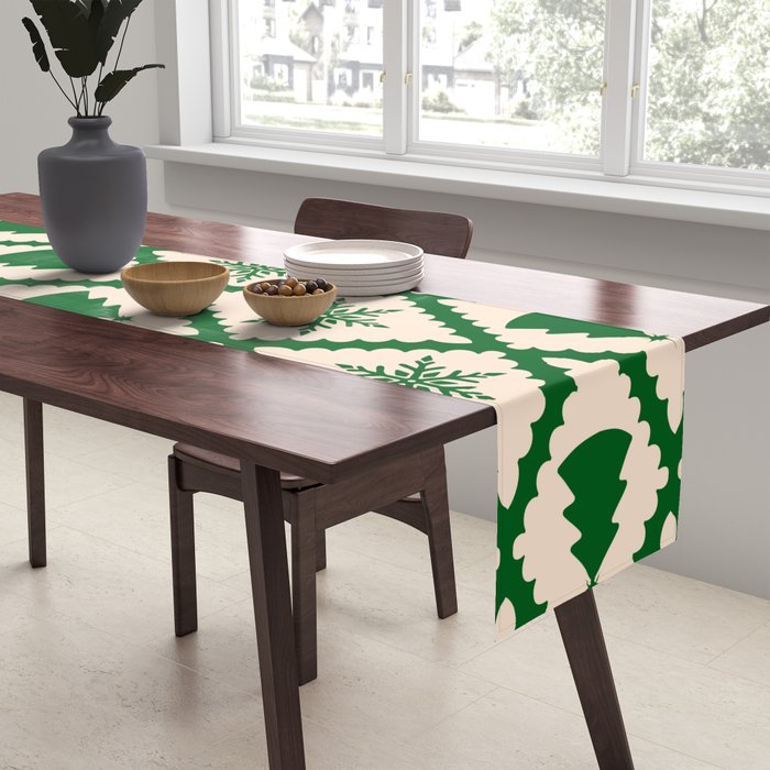 Festive Christmas Check in Green & Off White Table Runner Gallery Image 2