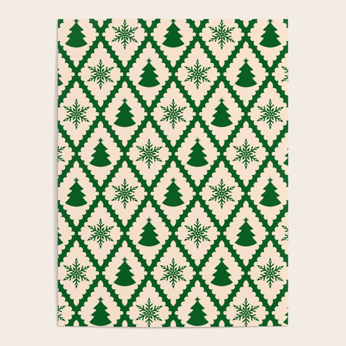 Festive Christmas Check in Green & Off White Poster Gallery Image 4
