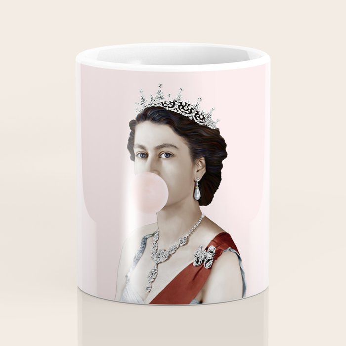 Queen Elizabeth II Blowing Pink Bubble gum Coffee Mug Gallery Image 4