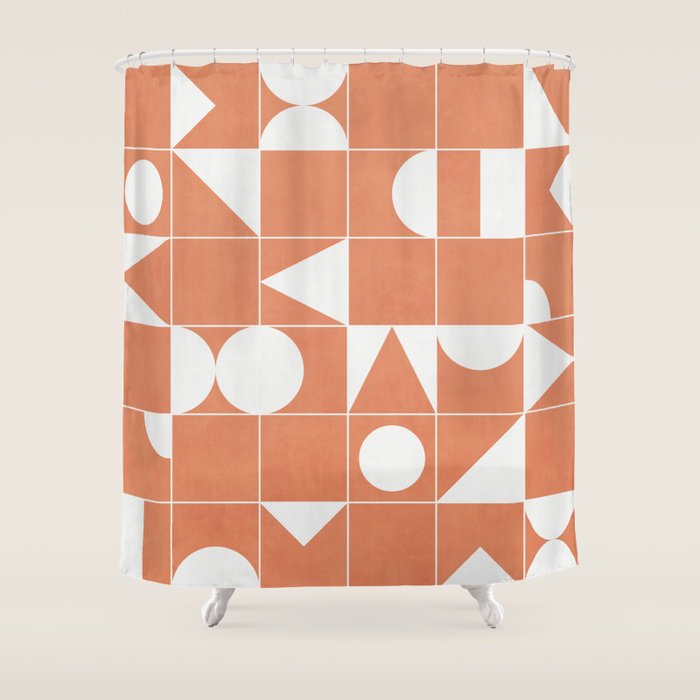 My Favorite Geometric Patterns No.14 - Coral Shower Curtain Gallery Image 1
