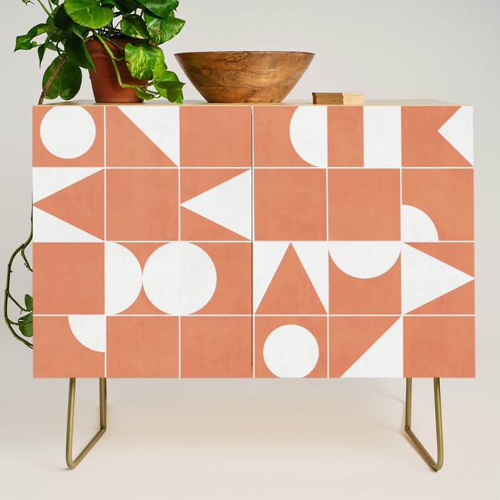 My Favorite Geometric Patterns No.14 - Coral Credenza Gallery Image 1
