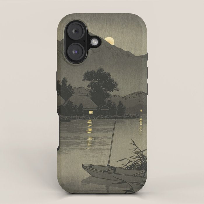 Hasui Kawase, Moon Over Lakeside - Vintage Japanese Woodblock Print Art iPhone Case Gallery Image 1