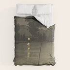 Hasui Kawase, Moon Over Lakeside - Vintage Japanese Woodblock Print Art Duvet Cover Gallery Image 6