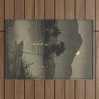Hasui Kawase, Moon Over Lakeside - Vintage Japanese Woodblock Print Art Outdoor Rug Gallery Image 1