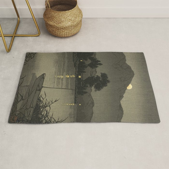 Hasui Kawase, Moon Over Lakeside - Vintage Japanese Woodblock Print Art Rug Gallery Image 1