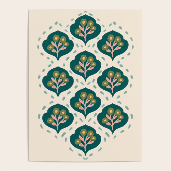 Block-Print Floral Poster Gallery Image 1