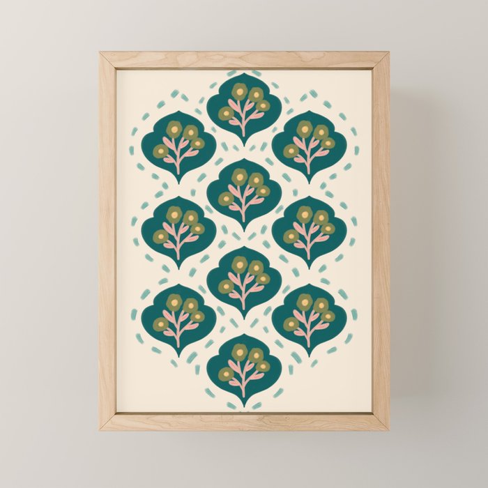 Block-Print Floral Mini Art Print Gallery Image 1