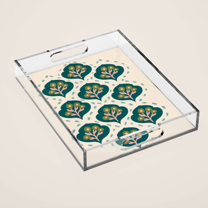Block-Print Floral Acrylic Tray Gallery Image 1