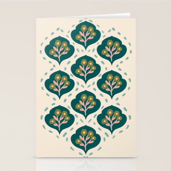 Block-Print Floral Stationery Card Gallery Image 2