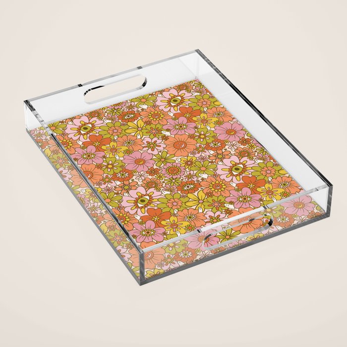 Spooky Groovy Flower Print Acrylic Tray Gallery Image 1
