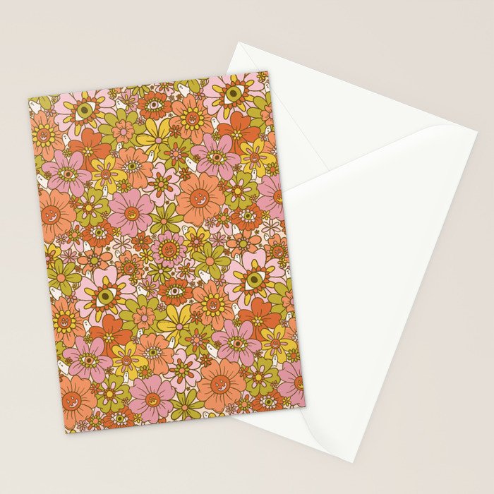 Spooky Groovy Flower Print Stationery Card Gallery Image 2
